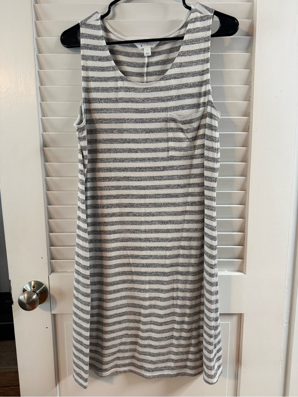 Market & Spruce Gray and White Striped Sleeveless Midi Dress